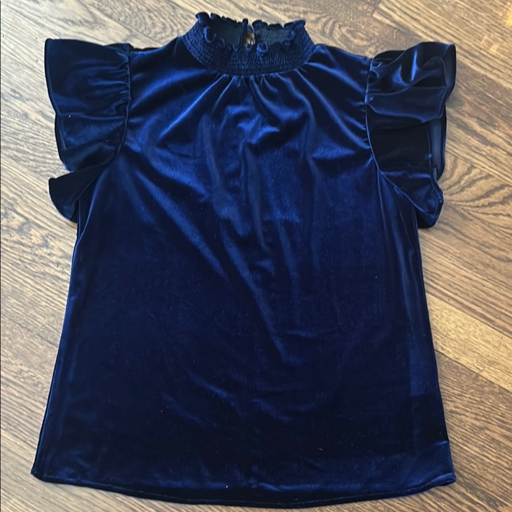 1 state Elegant Navy Velvet Women's Top